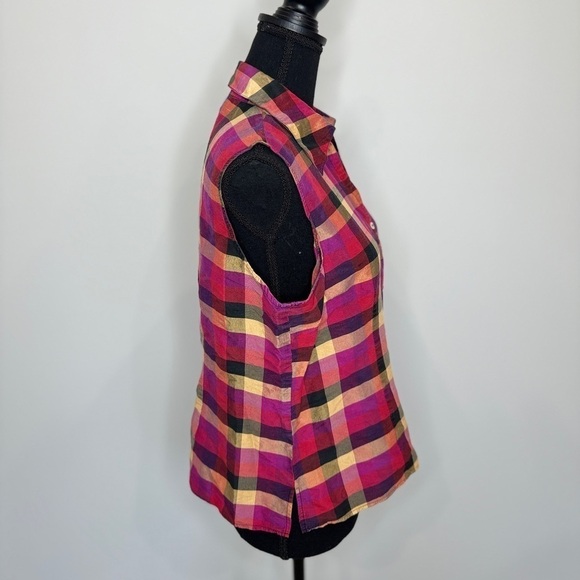 Robbie Bee 100% Silk Sleeveless Collared Button Up (Sz 14) - Picture 4 of 8